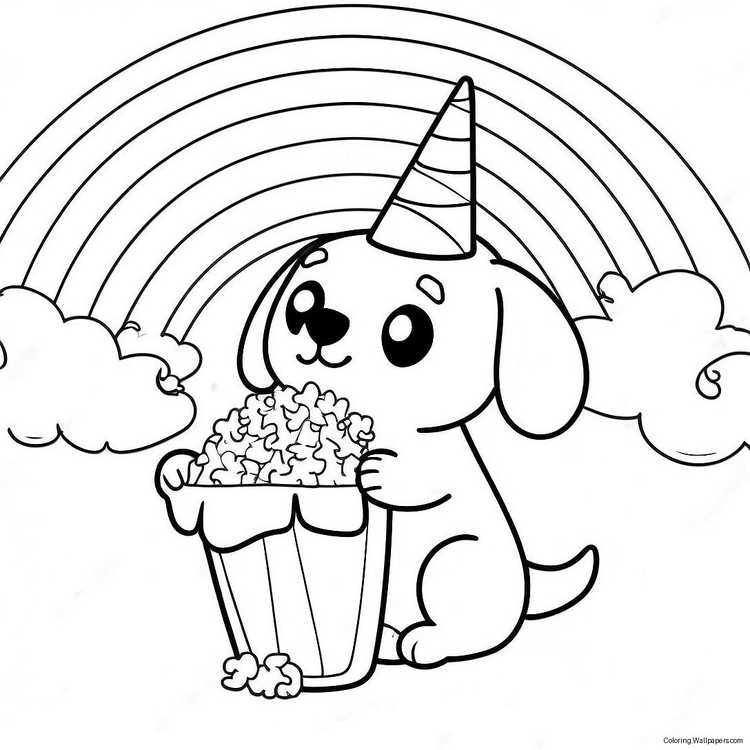 Puppycorn Magique Dans Un Arc-En-Ciel Page À Colorier 15934