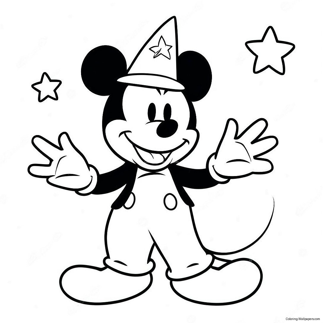 Página Para Colorear De Mickey El Mago Mágico Con Estrellas 32960