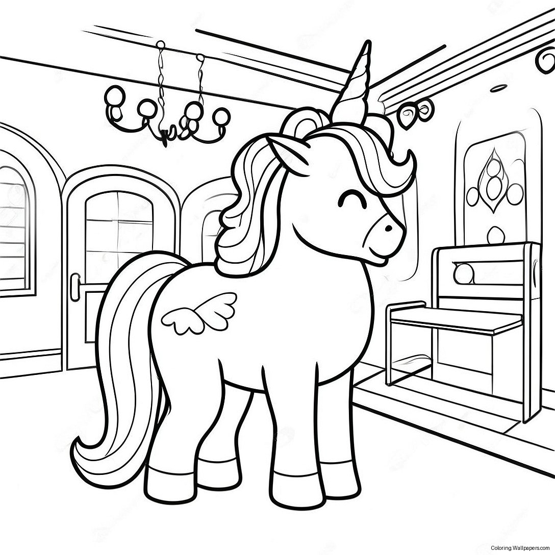 Magical Unicorn Academy Classroom Coloring Page 53017