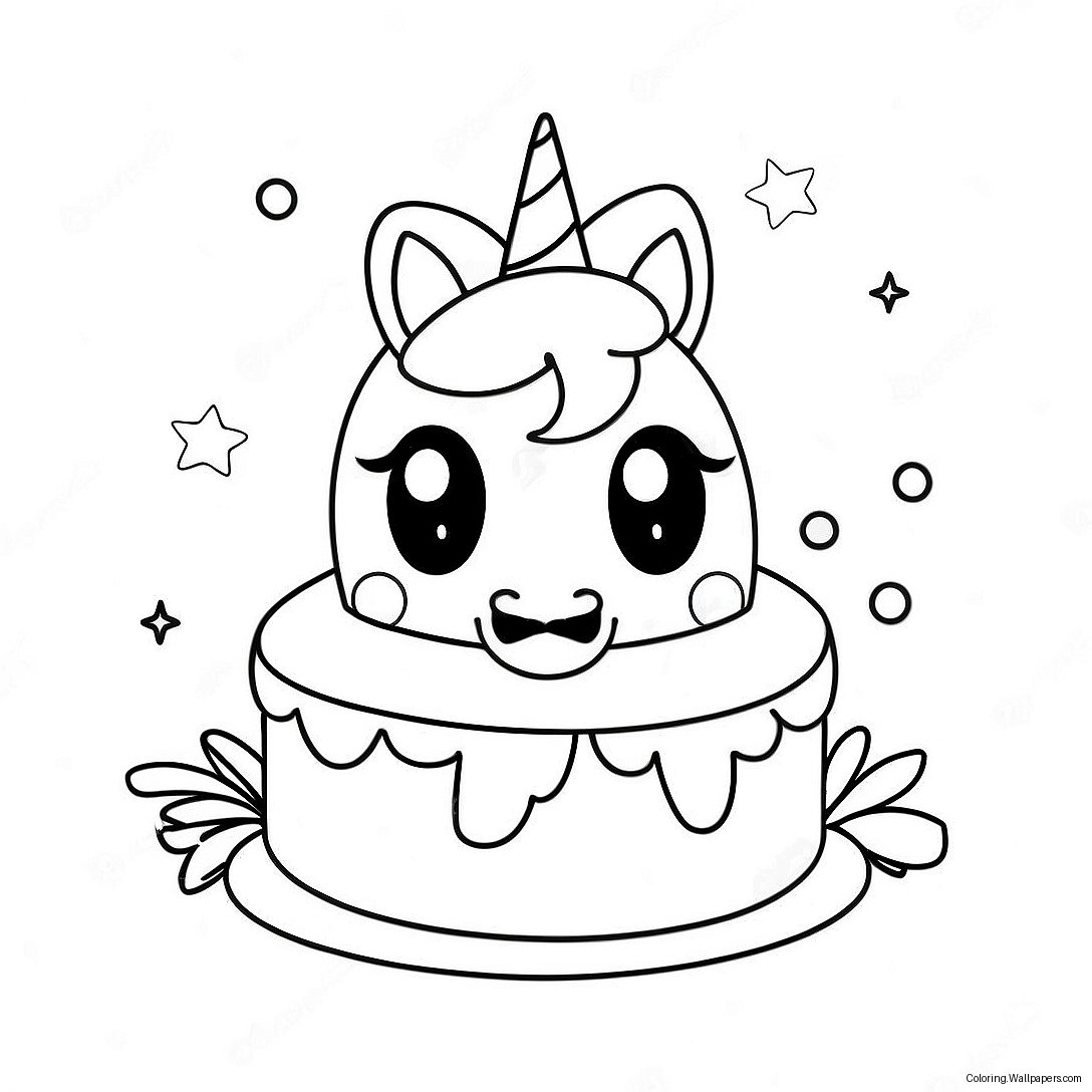 Magical Unicorn Cake With Sparkling Stars Coloring Page 1800