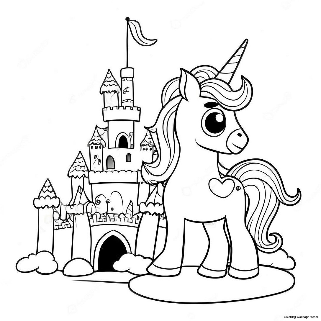 Magical Unicorn Castle Coloring Page 49797