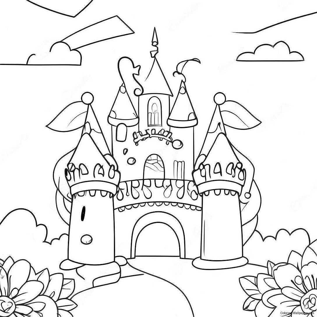 Magical Unicorn Castle Coloring Page 49800