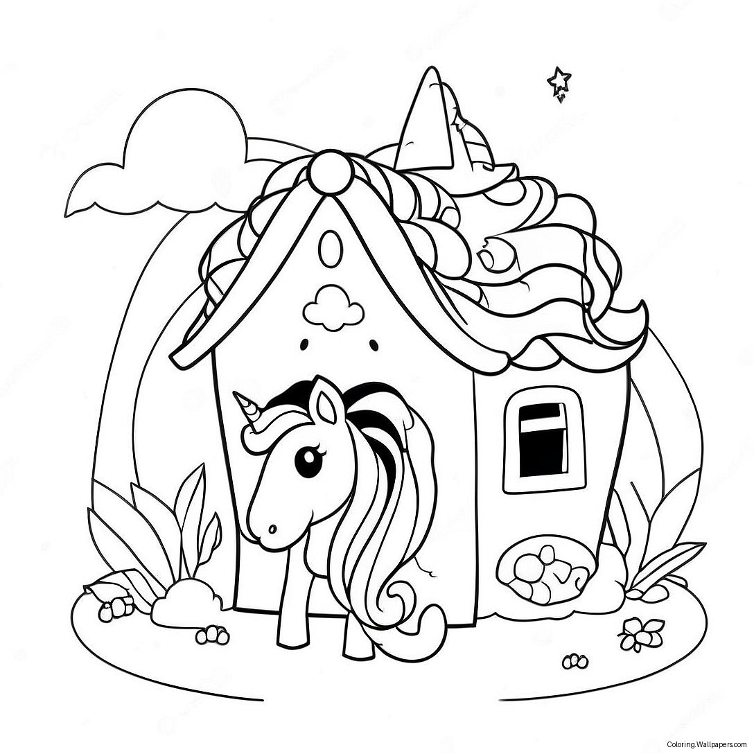 Magical Unicorn House Coloring Page 49550