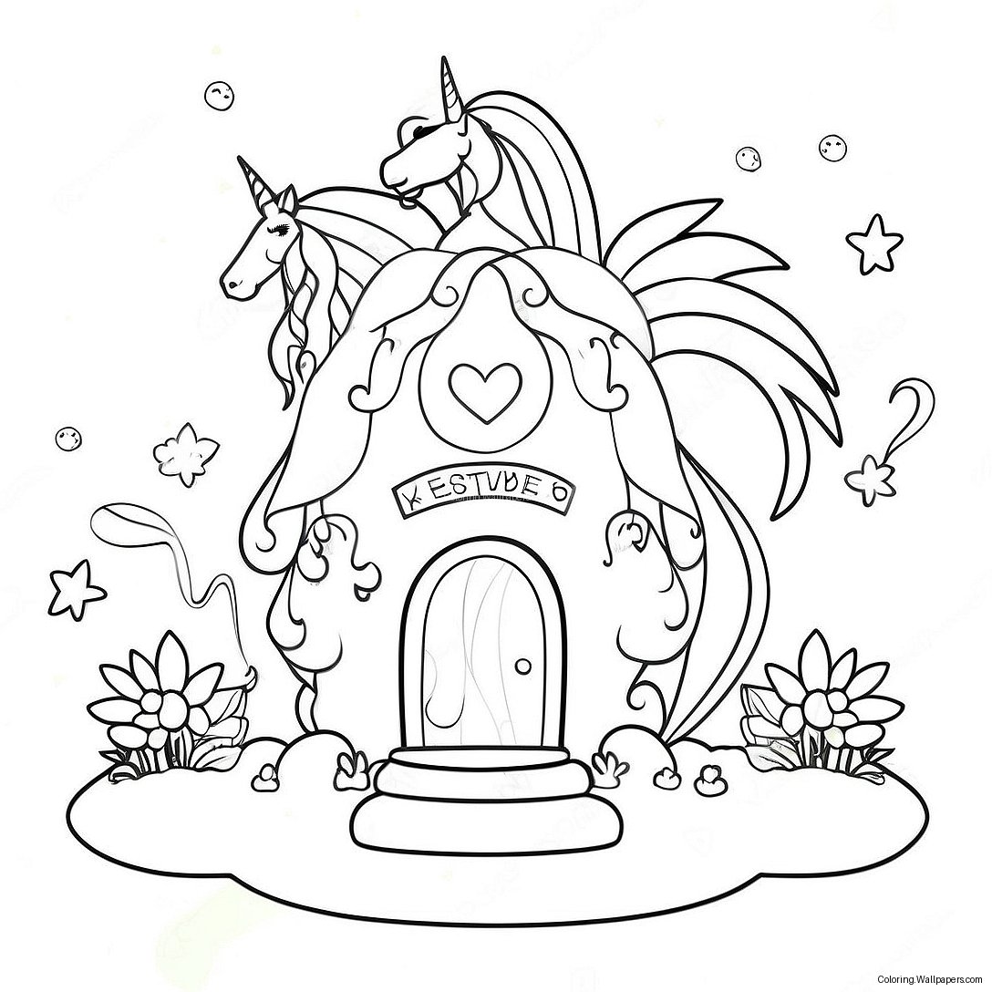 Magical Unicorn House Coloring Page 49551