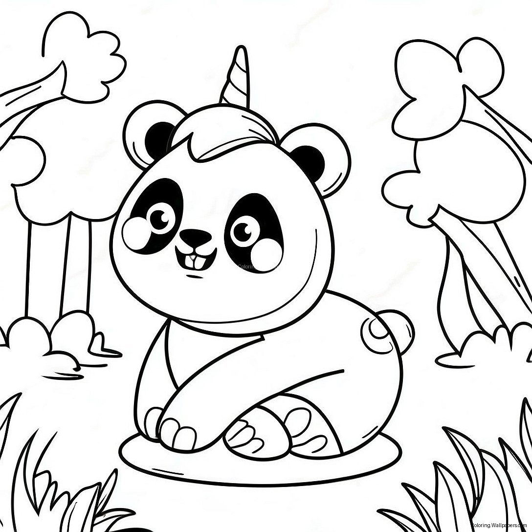 Magical Unicorn Panda Adventure Coloring Page 20859