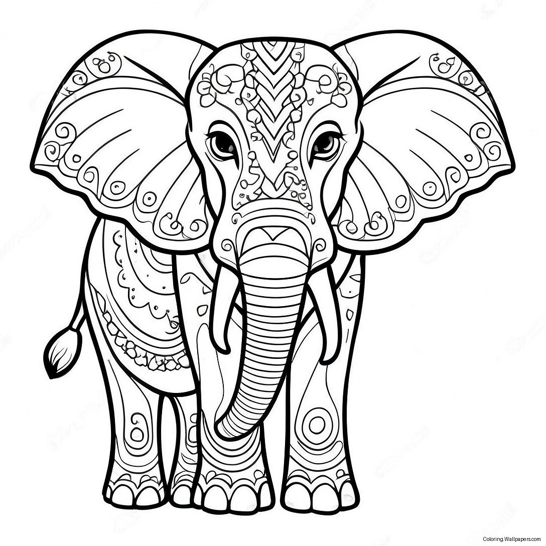 Majestic African Elephant Coloring Page 38814