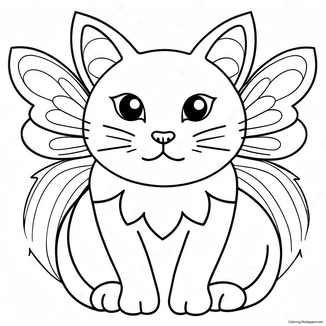 Majestic Cat With Fairy Wings Coloring Page 32854