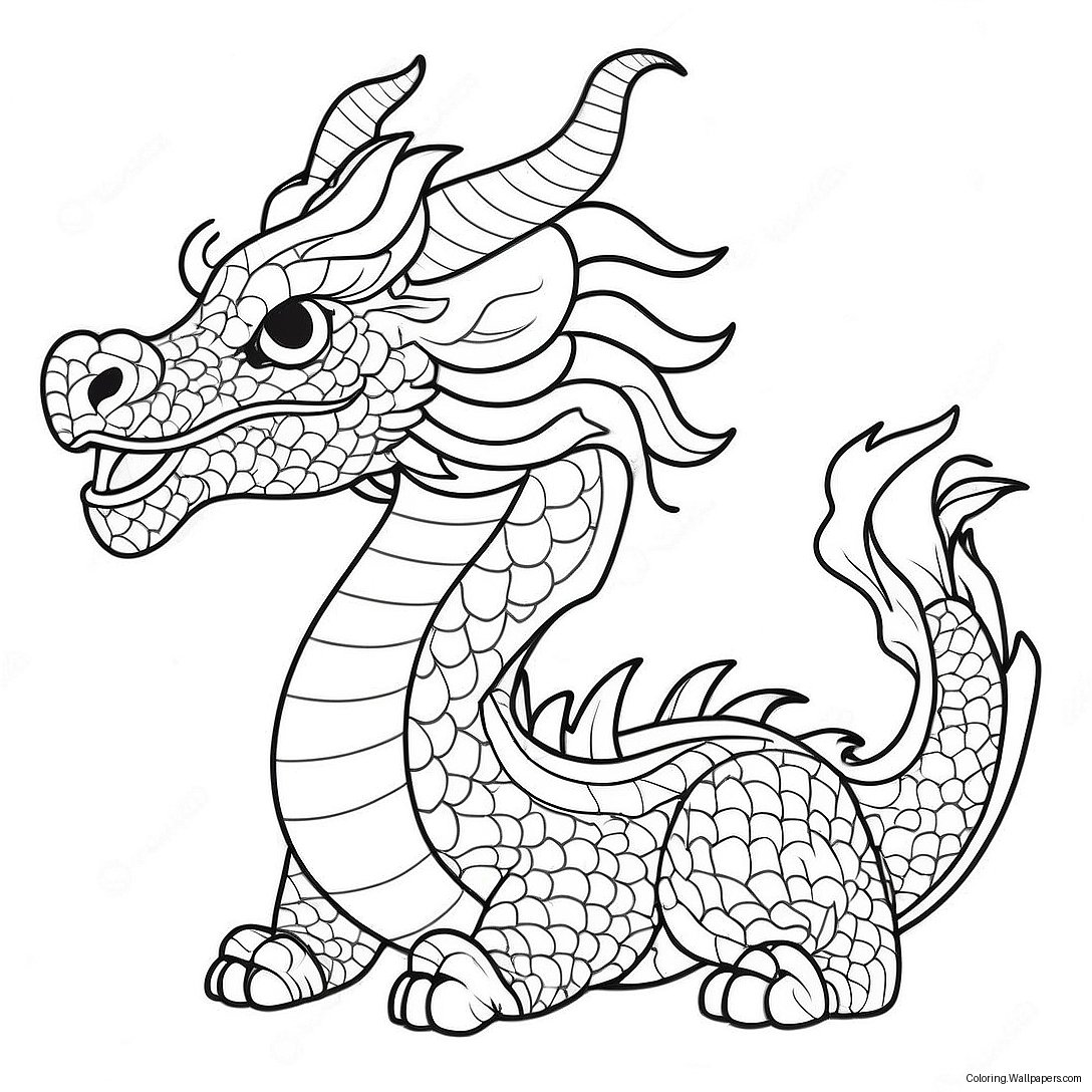 Majestic Chinese Dragon Coloring Page 11300