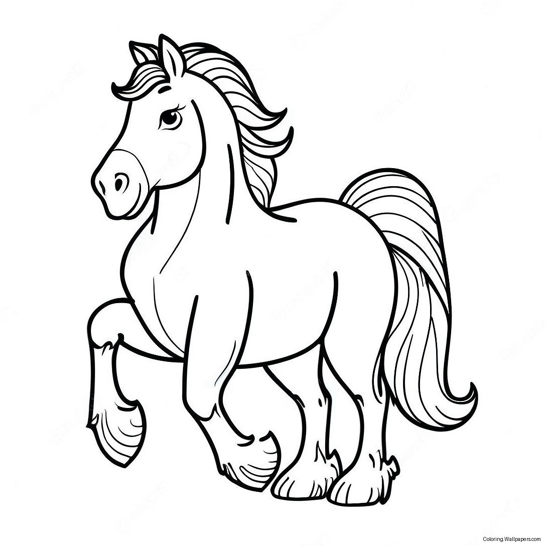 Majestic Clydesdale Galloping Coloring Page 43786