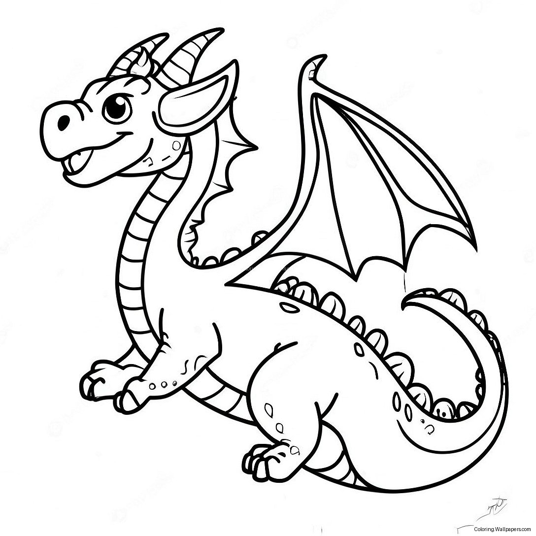 Majestic Earth Dragon Flying Coloring Page 47124