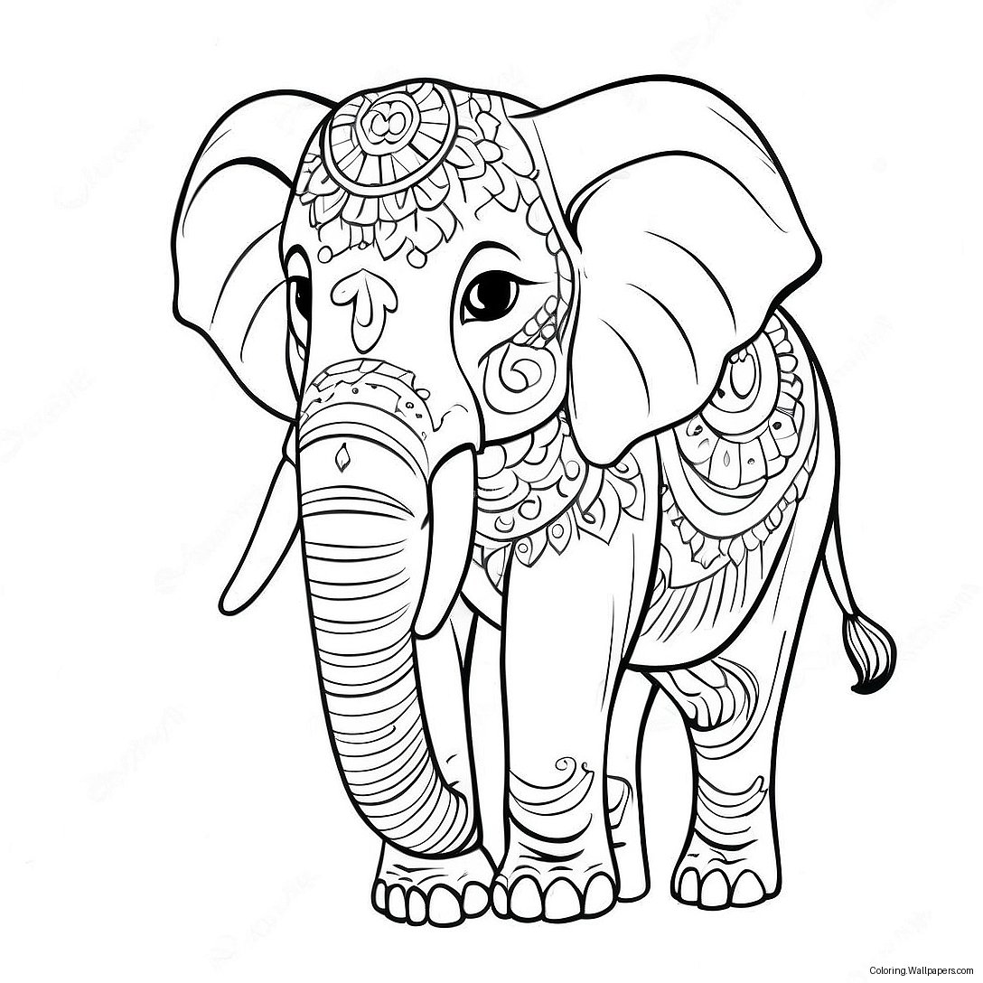 Majestic Elephant Coloring Page 17505