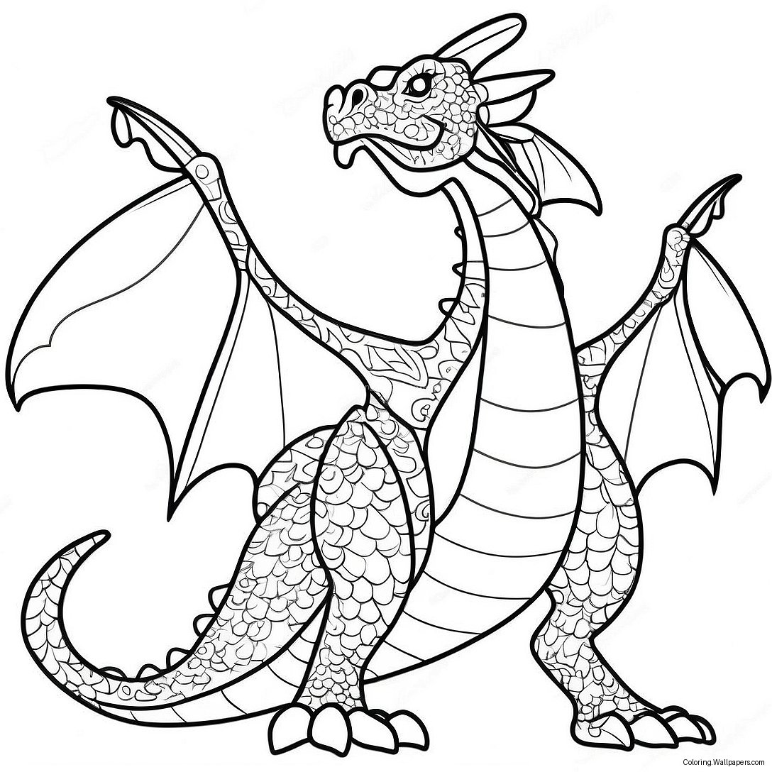 Majestic Fire-Breathing Dragon Coloring Page 39476