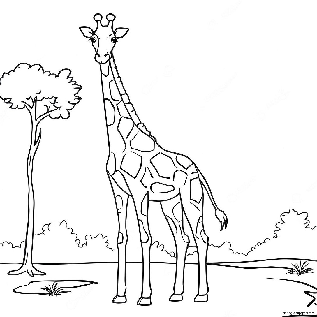 Majestätische Giraffe Stehend Ausmalbild 17333