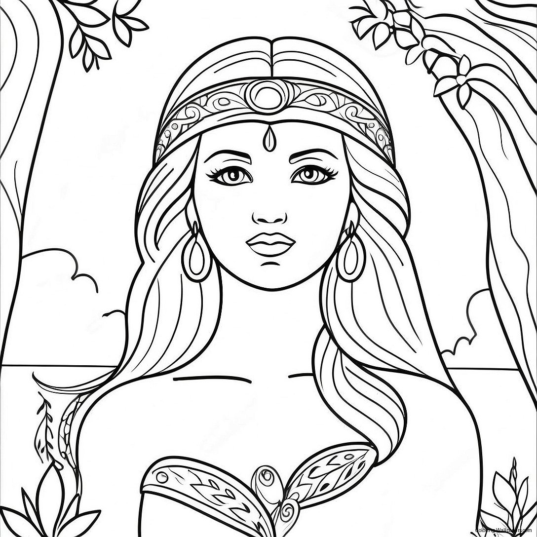 Majestic Goddess In Nature Coloring Page 42494