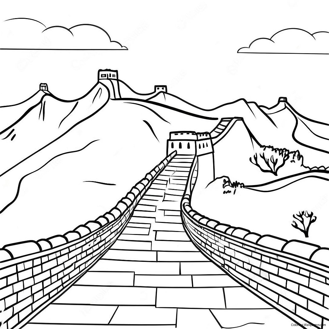 Majestic Great Wall Of China Coloring Page 30414