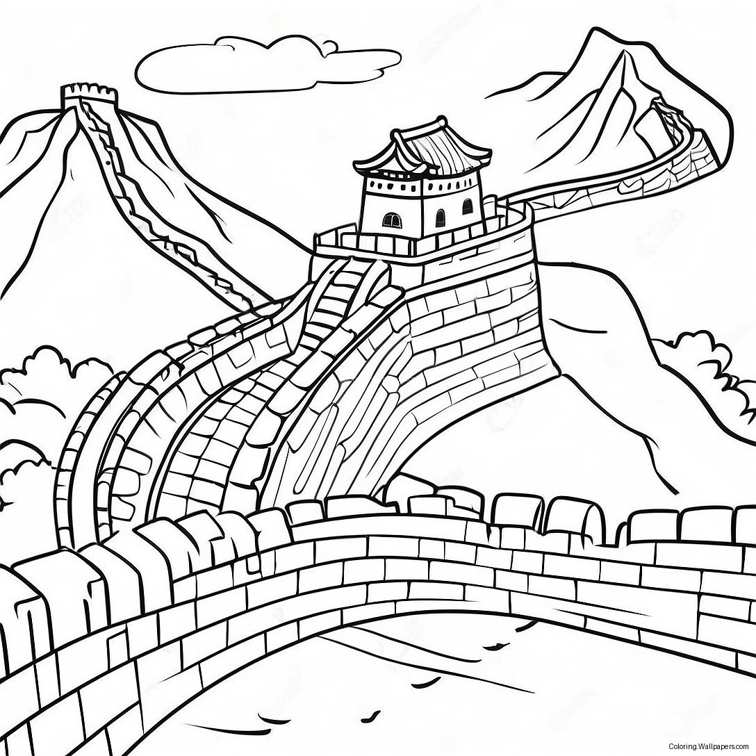 Majestic Great Wall Of China Coloring Page 30415