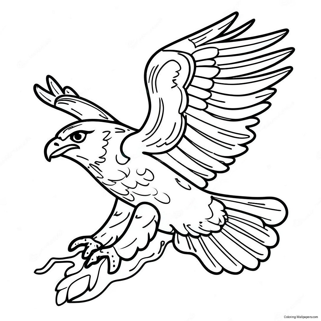 Majestic Hawk In Flight Coloring Page 8579