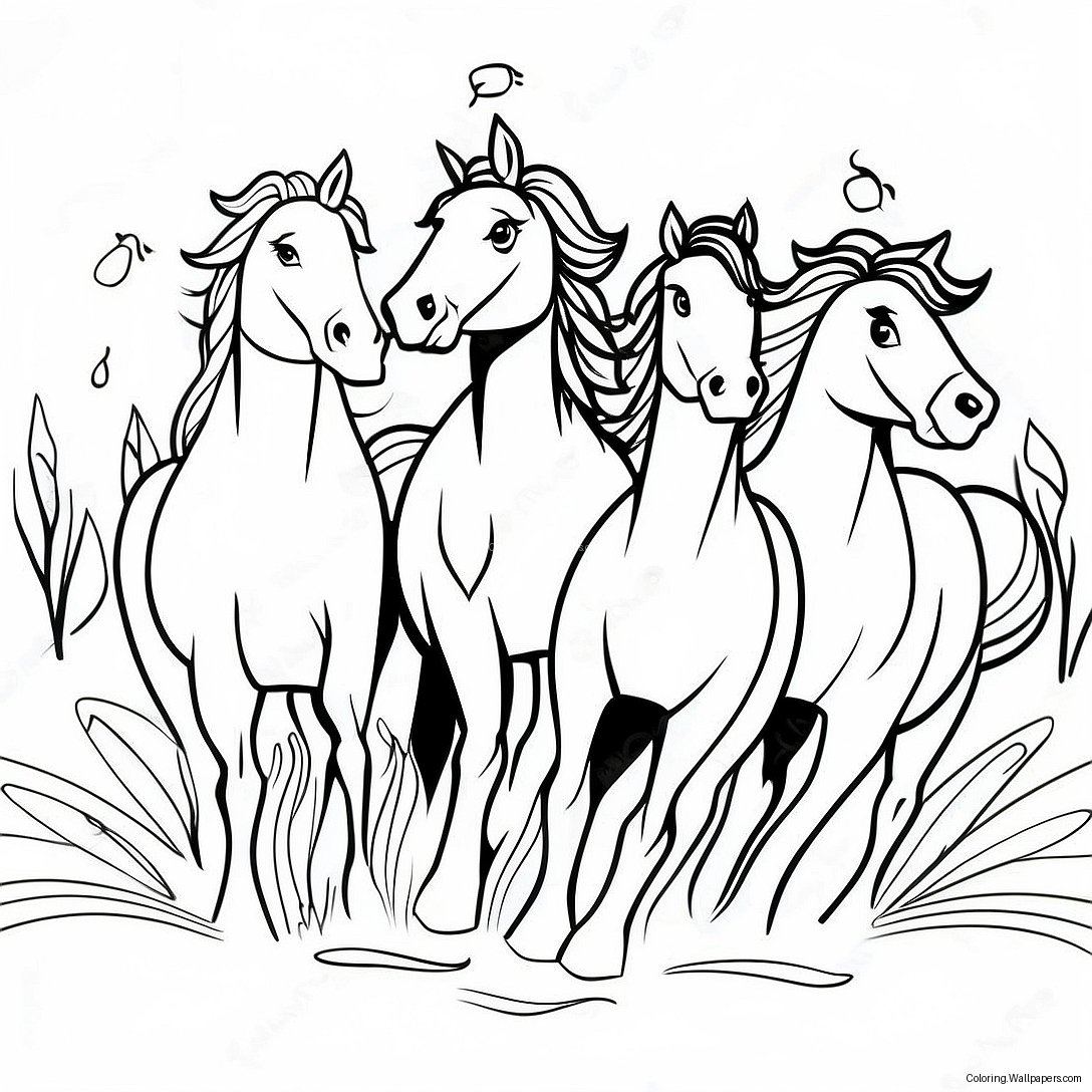 Page À Colorier Chevaux Majestueux Courant Librement 55206