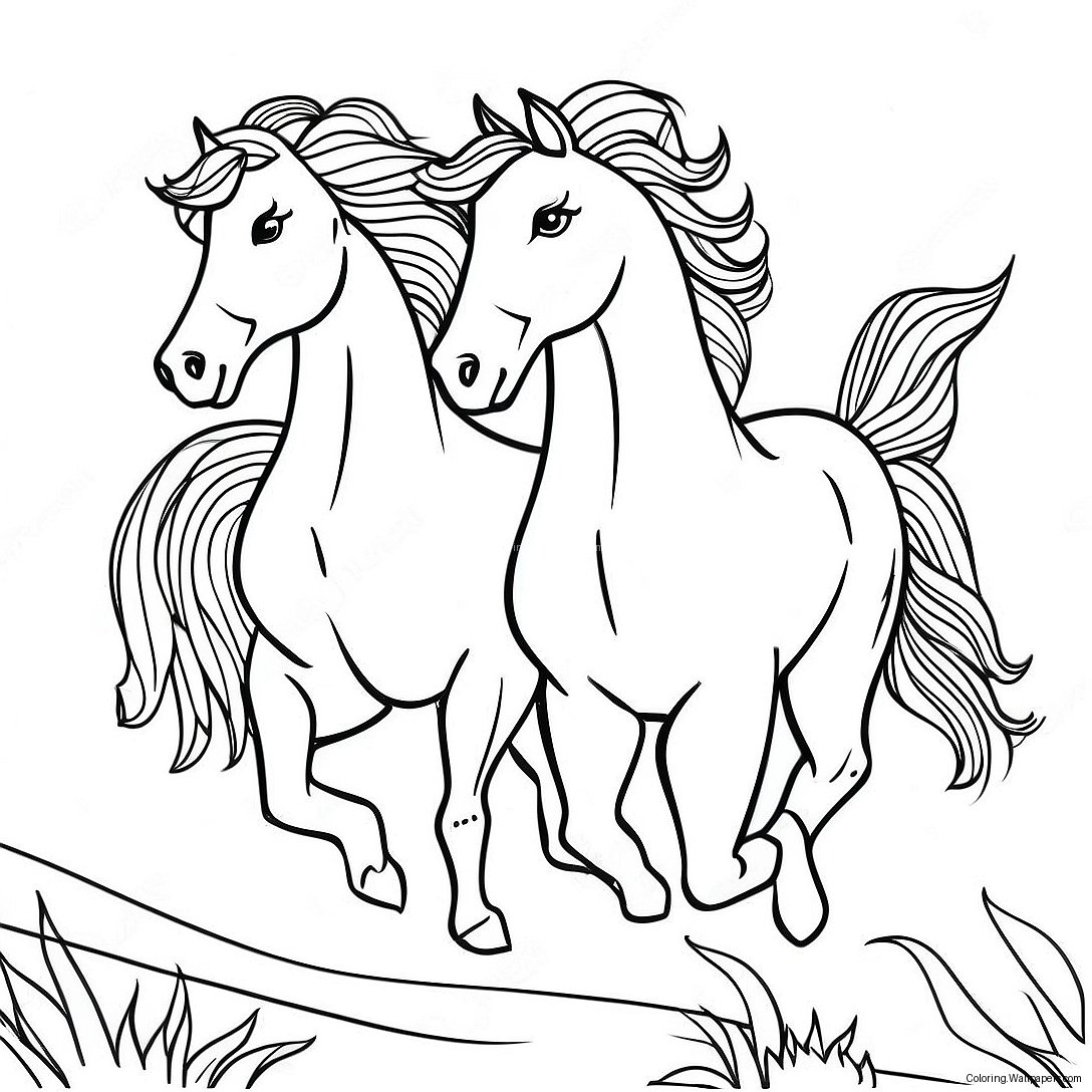 Majestic Horses Running Free Coloring Page 55208