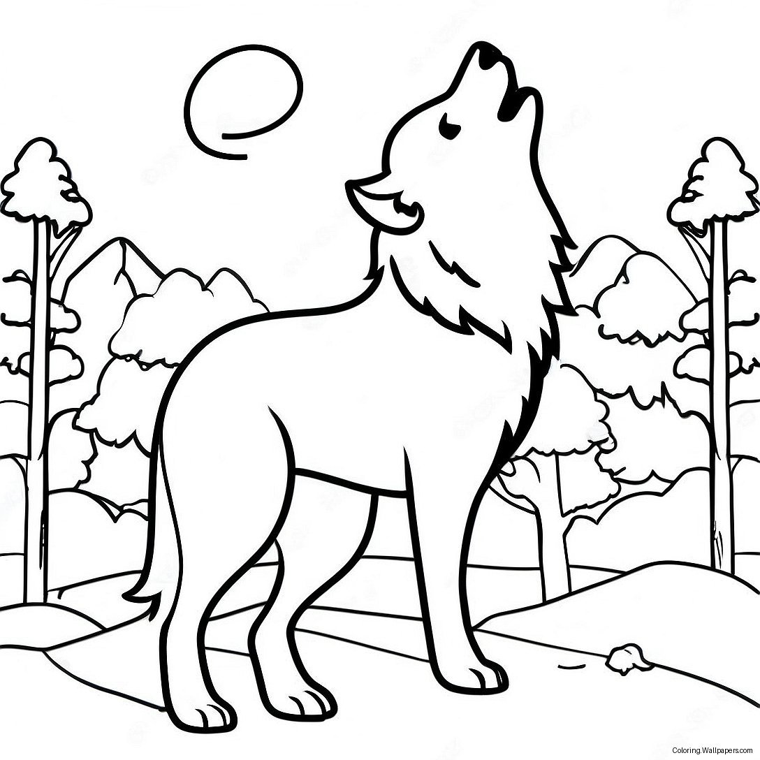 Majestic Howling Wolf Coloring Page 5560