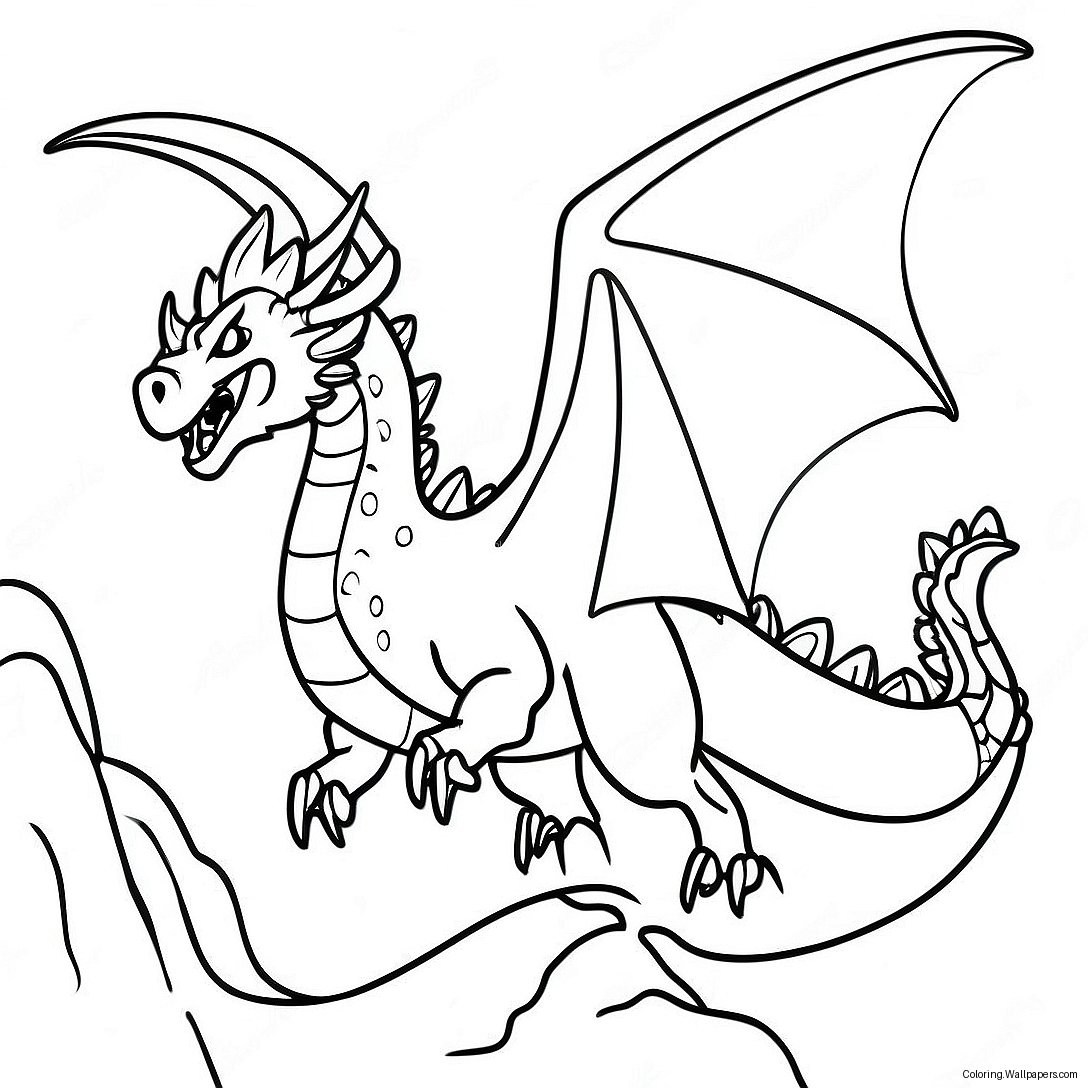 Majestic Ice Dragon Flying Coloring Page 11390