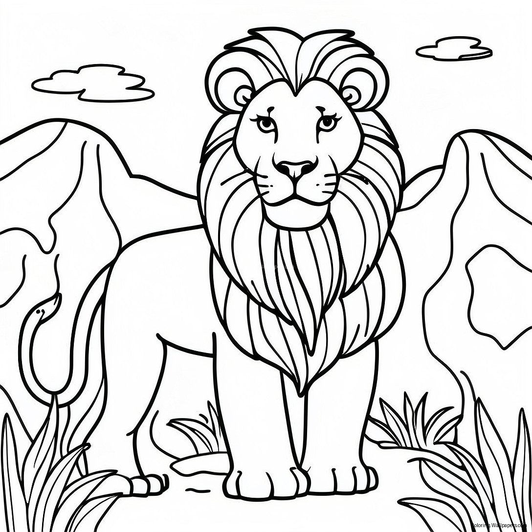 Majestic Lion In The Wild Coloring Page 36310