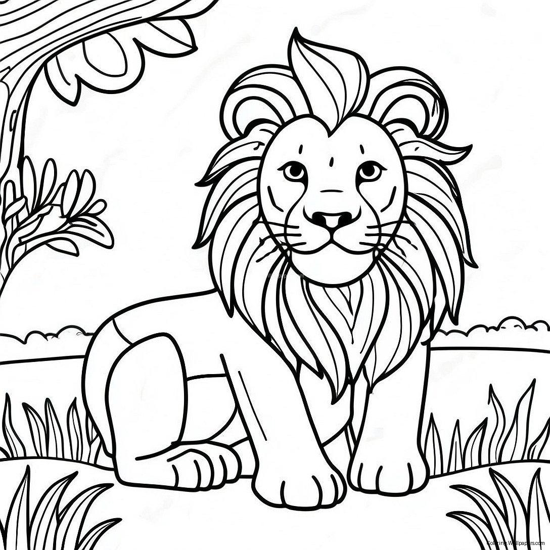 Majestic Lion In The Wild Coloring Page 36311