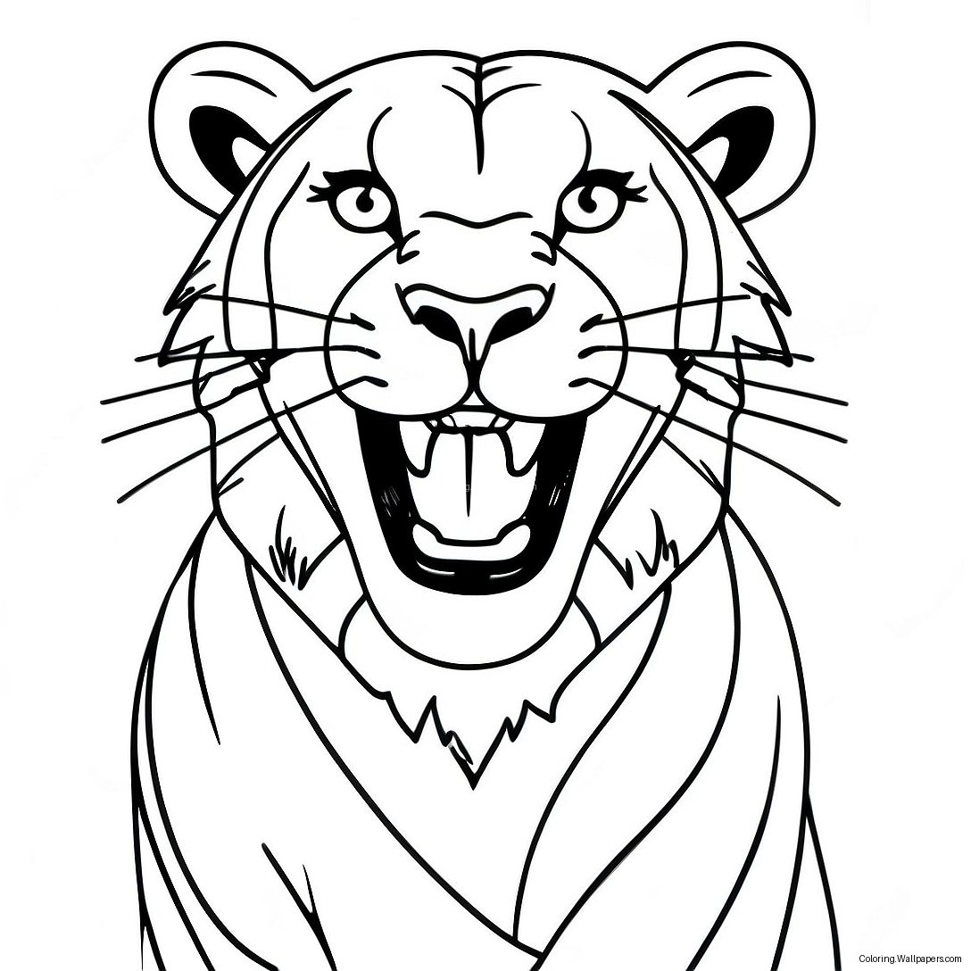 Majestic Lioness Roaring Coloring Page 25301