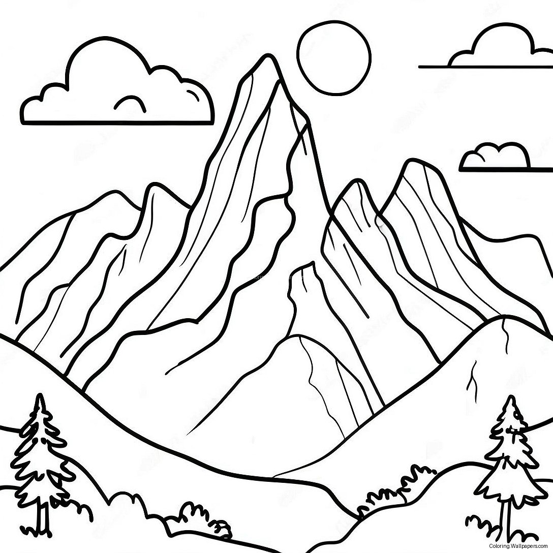 Page À Colorier De Chaîne De Montagnes Majestueuse 48698