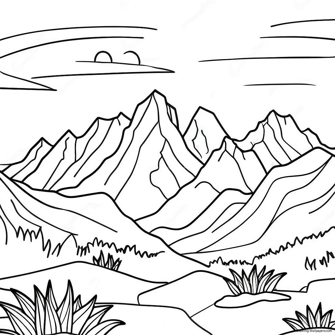 Page À Colorier Chaîne De Montagnes Majestueuse 51606