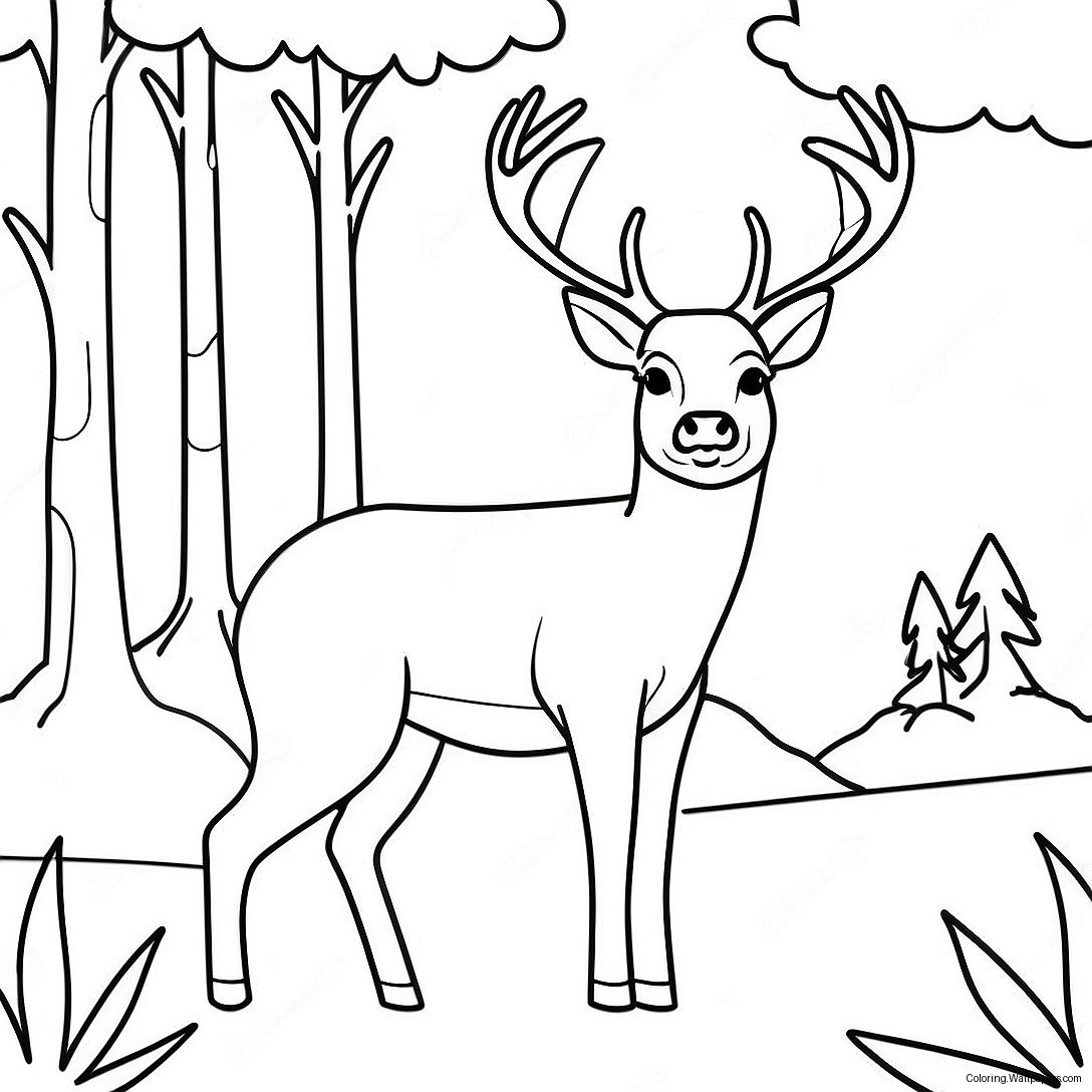 Majestic Mule Deer In Forest Coloring Page 48564