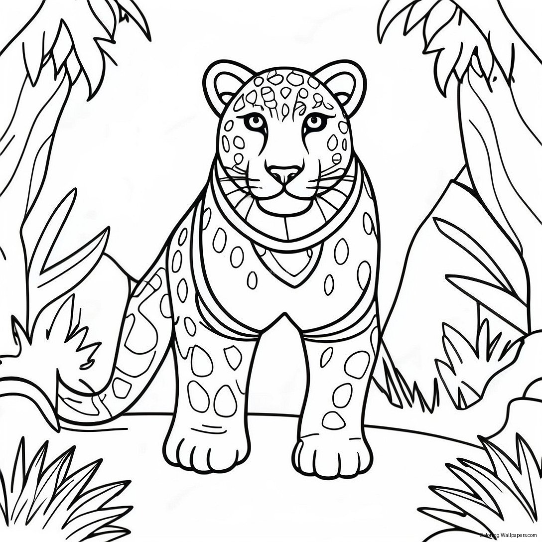 Majestic Panther In The Jungle Coloring Page 11644