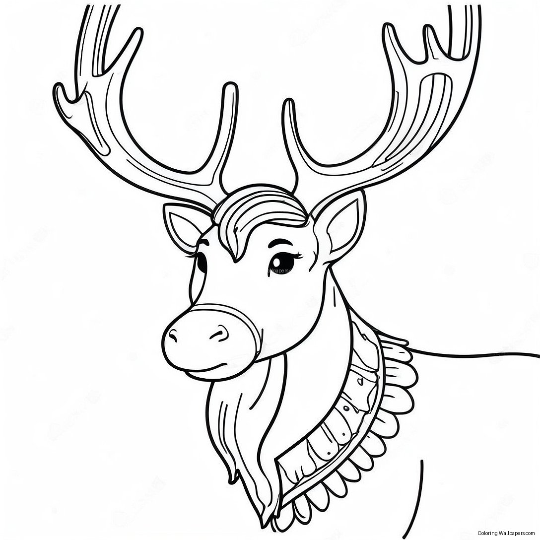 Majestic Reindeer With Antlers Coloring Page 199