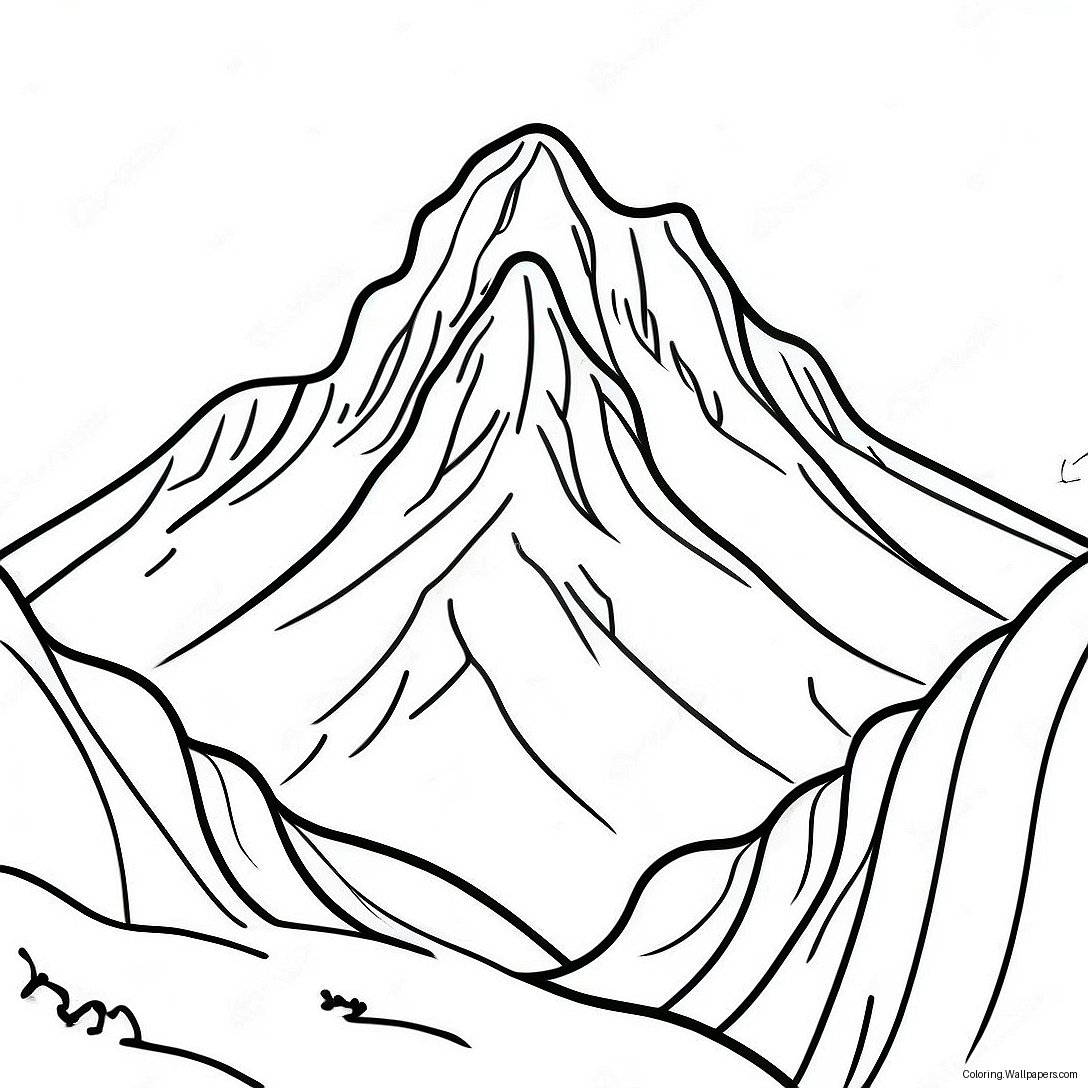 Majestic Snow-Capped Mountain Coloring Page 20496