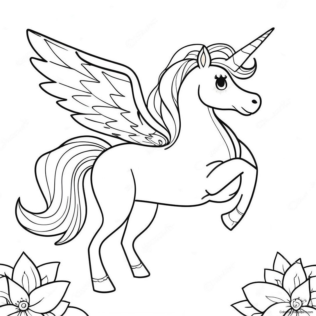 Majestic Unicorn With Sparkling Wings Coloring Page 9009