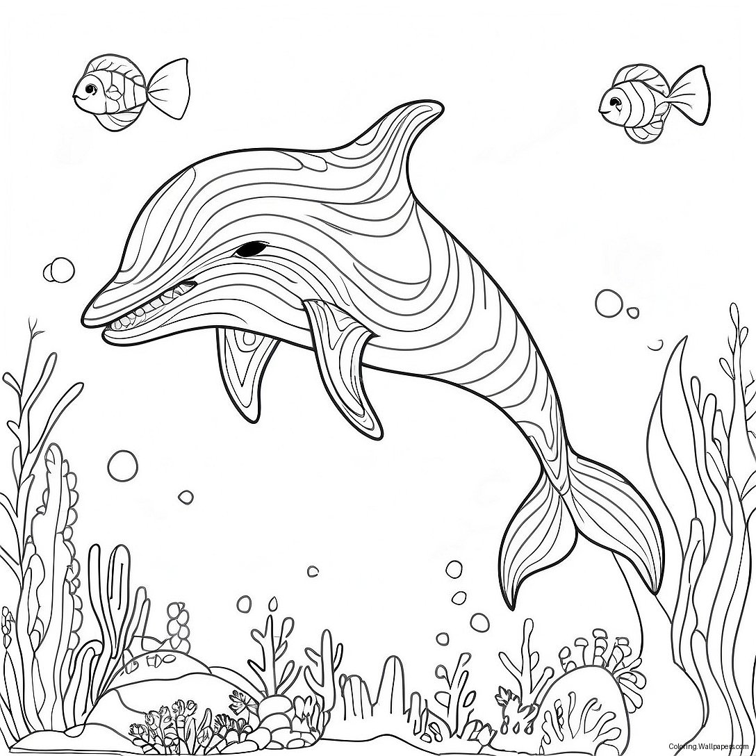 Majestic Whale Swimming Coloring Page 40099