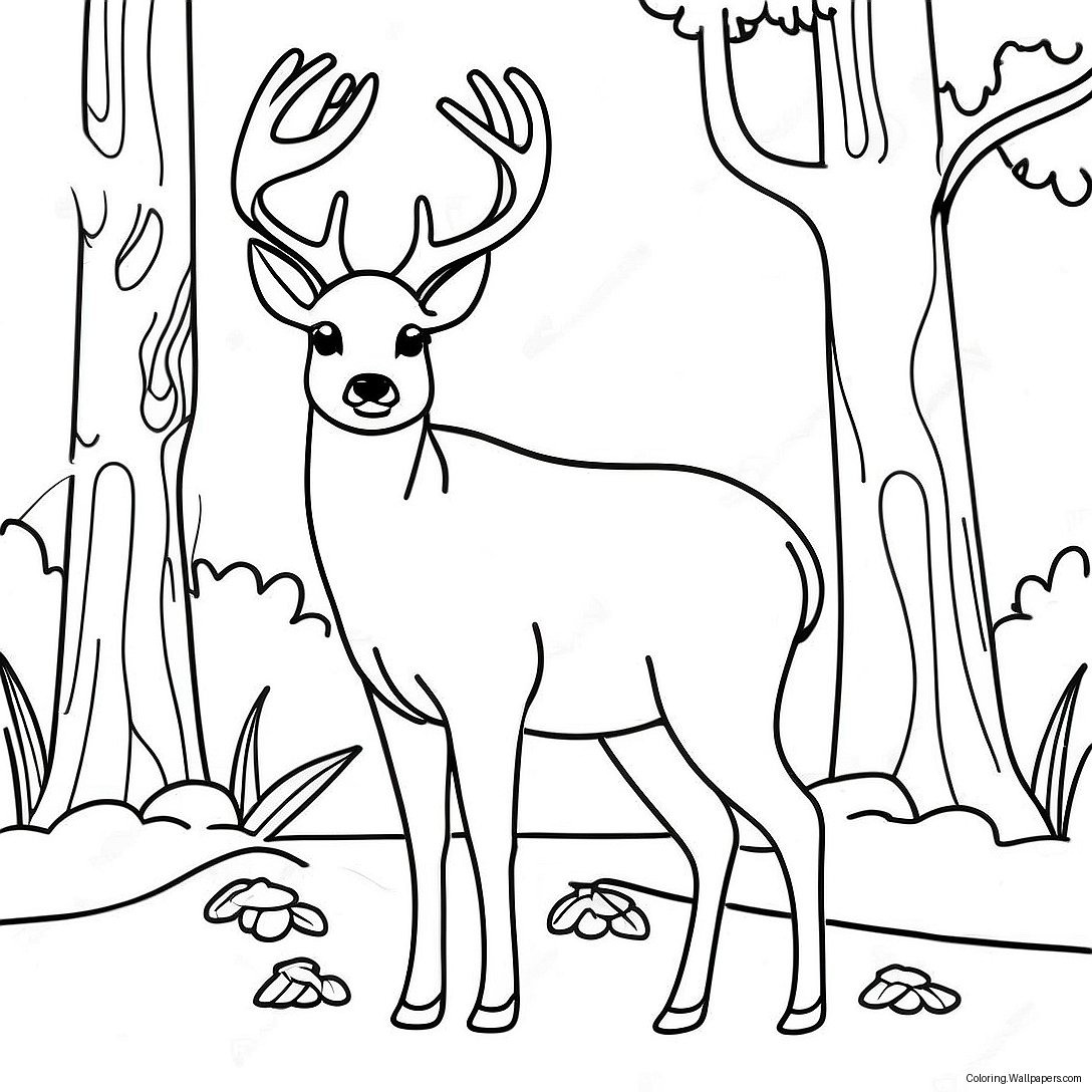 Majestic White Tailed Deer Standing Coloring Page 46564