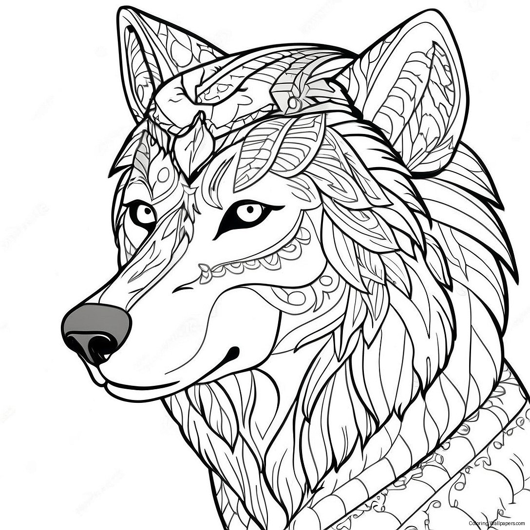 Majestic Wolf Head Coloring Page 53824