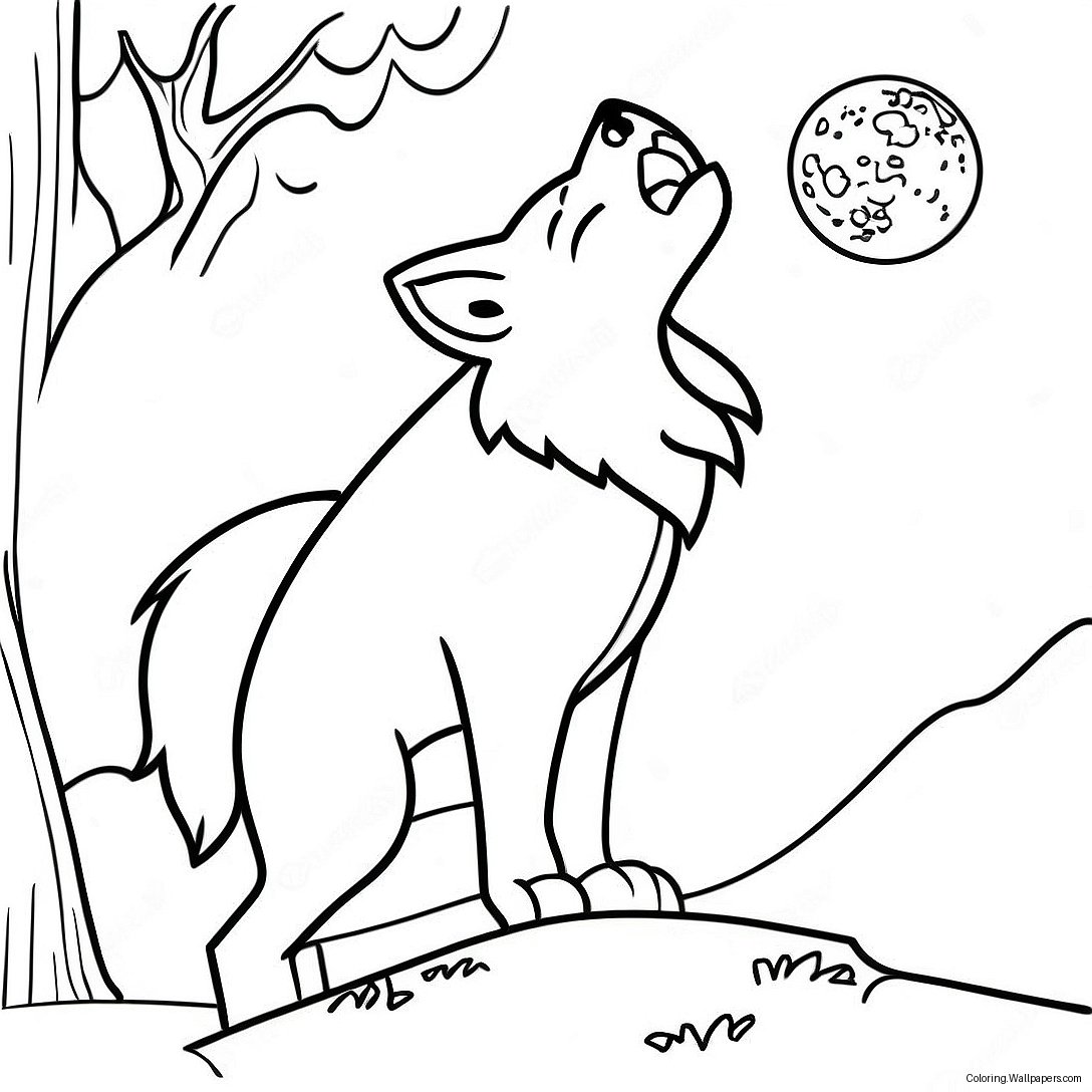 Majestic Wolf Howling At The Moon Coloring Page 50899