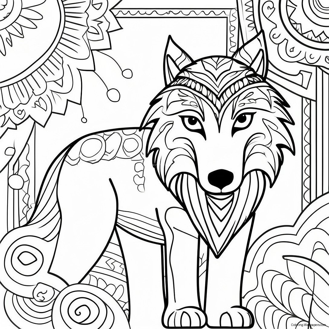 Majestic Wolf Spirit Animal Coloring Page 56233