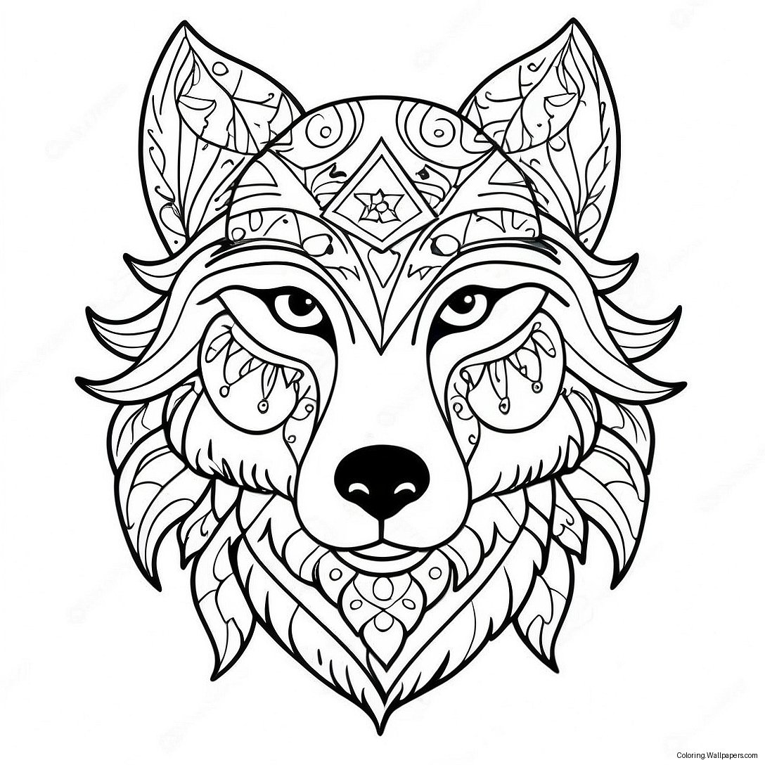 Majestic Wolf Spirit Animal Coloring Page 56235