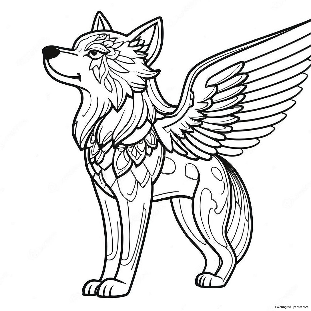 Majestic Wolf With Wings Coloring Page 16314