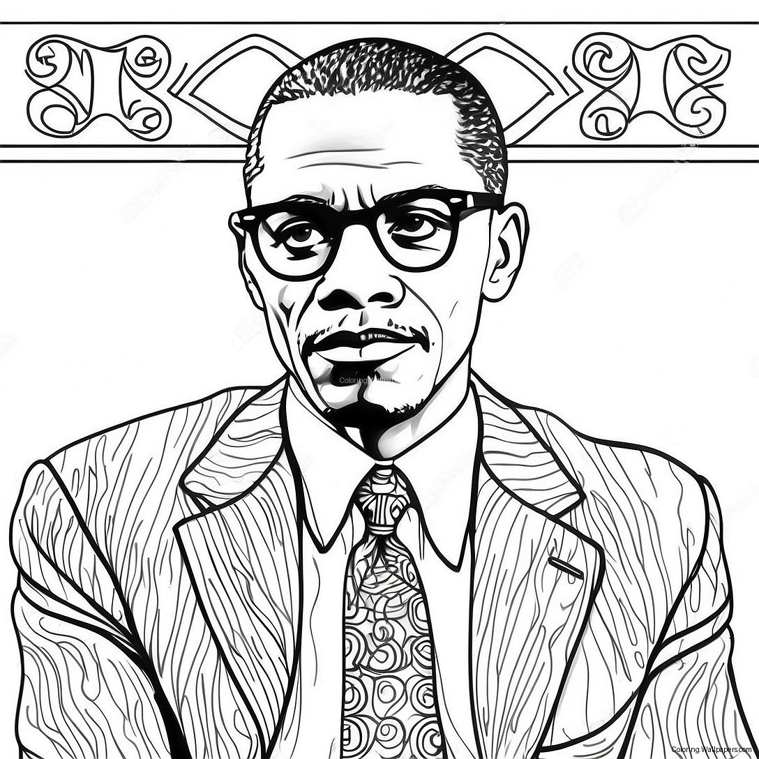 Malcolm X Portrait Coloring Page 40726