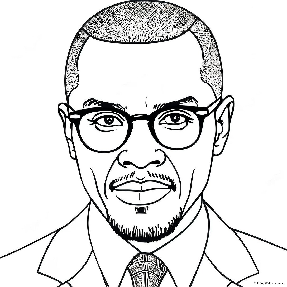 Malcolm X Portrait Coloring Page 40727