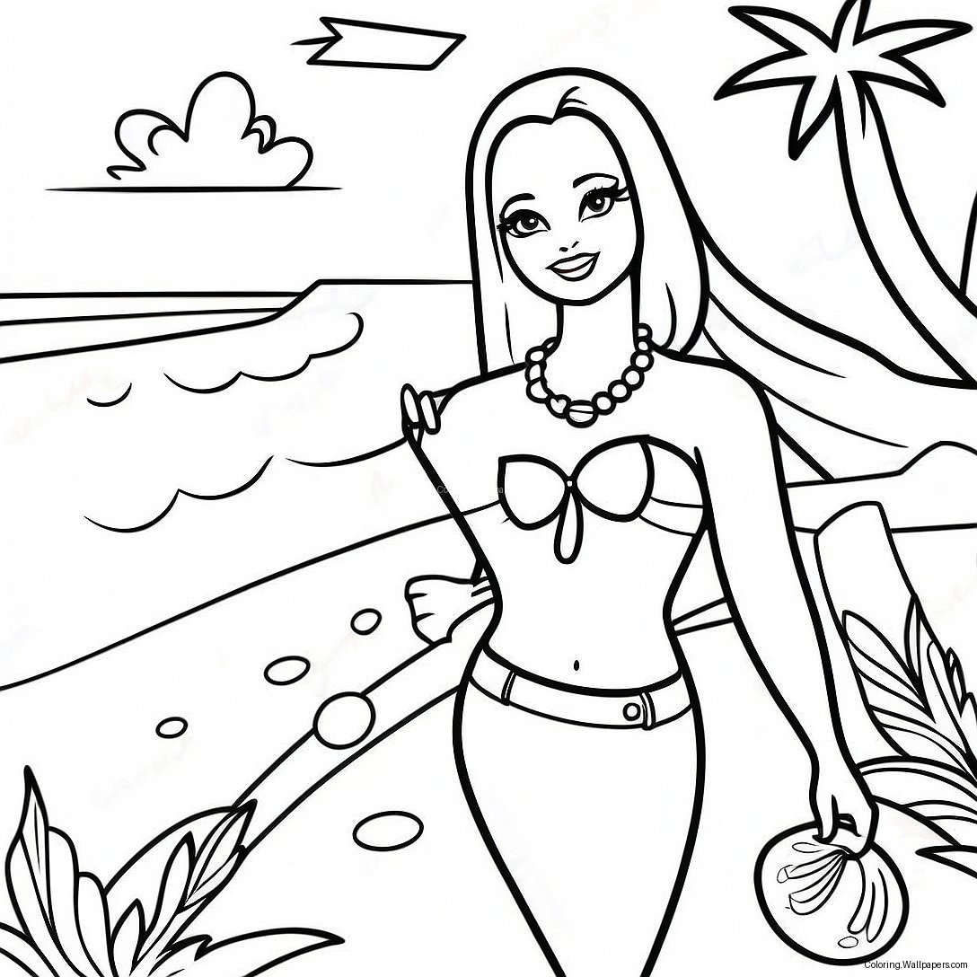 Page À Colorier Fête De Plage Malibu Barbie 36666