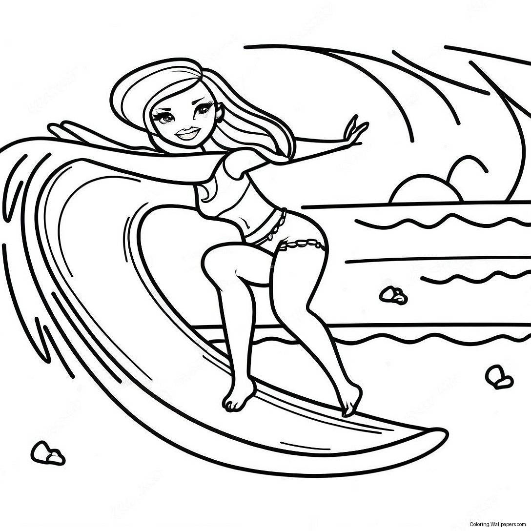 Página Para Colorir Da Aventura De Surf Da Malibu Barbie 36657