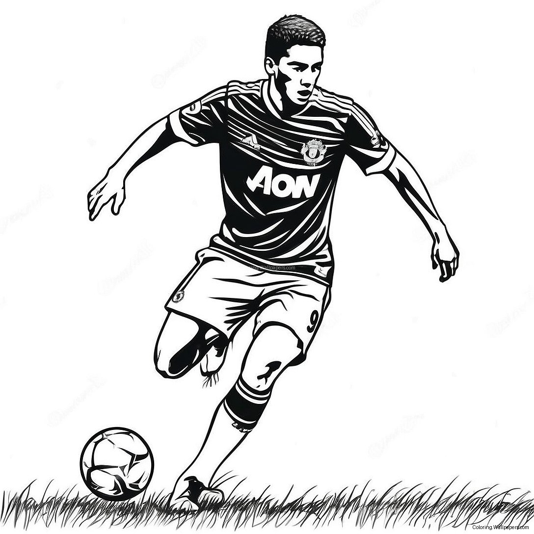 Manchester United Spelare Dribblar Målarbild 29549