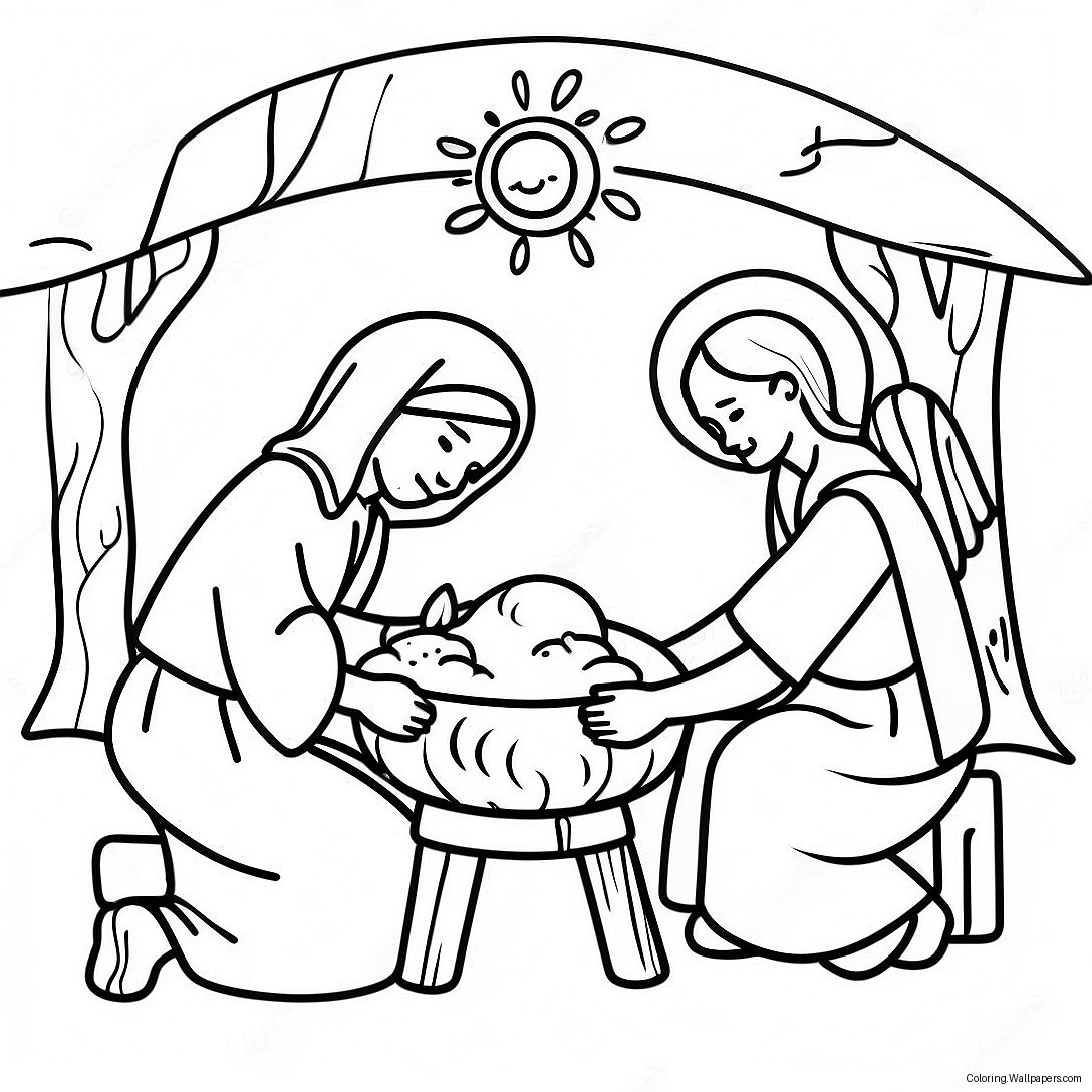 Manger Scene Coloring Page 55615