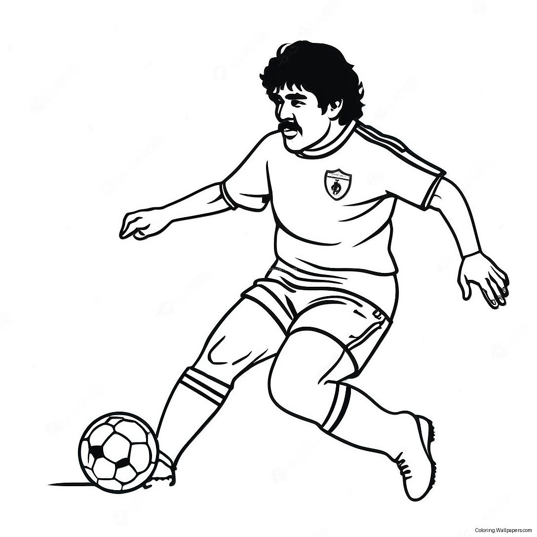 Maradona Dribbling A Soccer Ball Coloring Page 48341