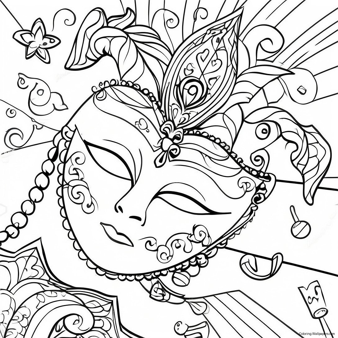 Mardi Gras Mask Coloring Page 907